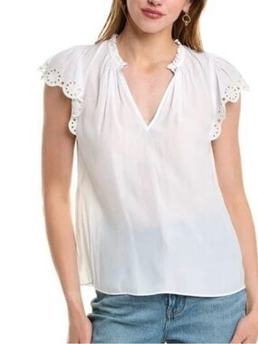 Ramy Brook Cream Ruffled Relaxed Blouse